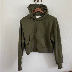 Cozy Earth CityScape Cropped Full Zip Green Medium